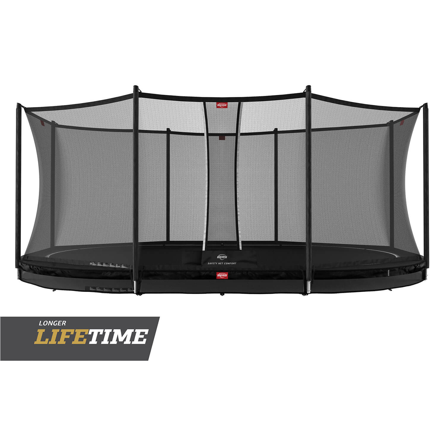 Berg Grand Favorit Inground Sort Trampolin 520x345 Med Comfort Sikkerhedsnet