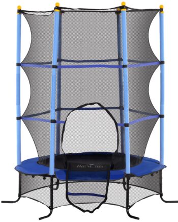 Trampolin Til Børn 163 Diameter Med Sikkerhedsnet Indendørs Udendørs Lasteevne Til Stål Plastik Blå