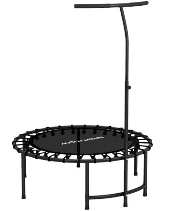 Rebounder Trampolin Niveau Justerbart Håndtag Træningstrampolin Sort