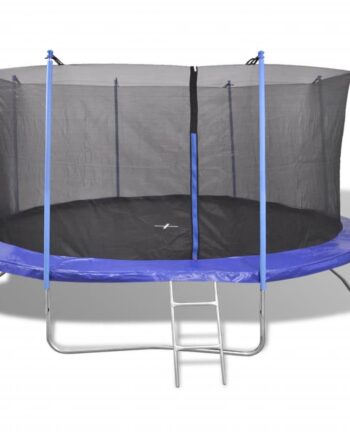 Trampolinsæt Fem Dele Rund Trampolin Med Net Stige Overtræk